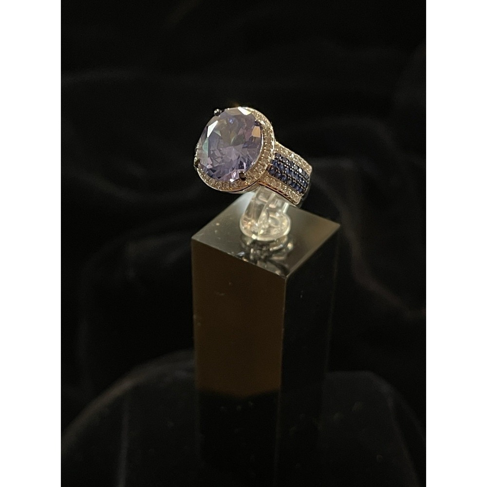 JTV FZN 9.25 Sterling Silver‎ Purple Tanzanite CZ Ring Size 5 (missing stone)